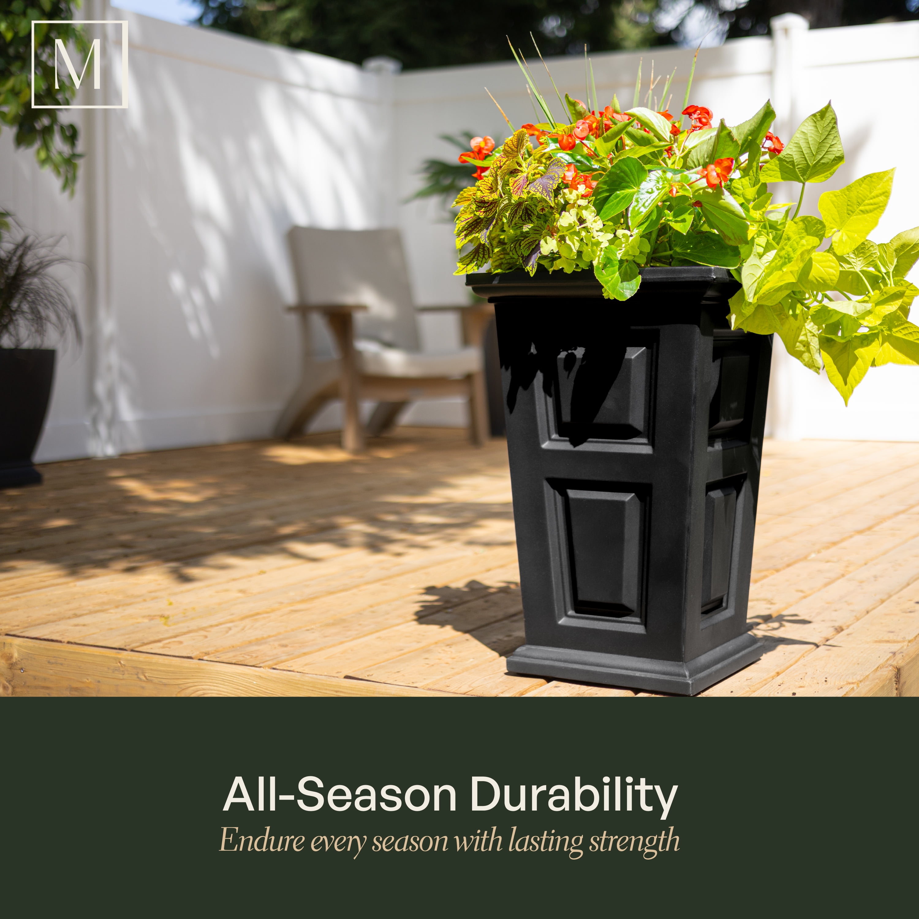 Wyndham 24in Tall Planter - Espresso