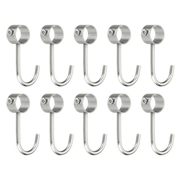 Uxcell 10 Pack Stainless Steel 19mm Inner Dia Pipe Rod Hooks Coat Hook, Silver