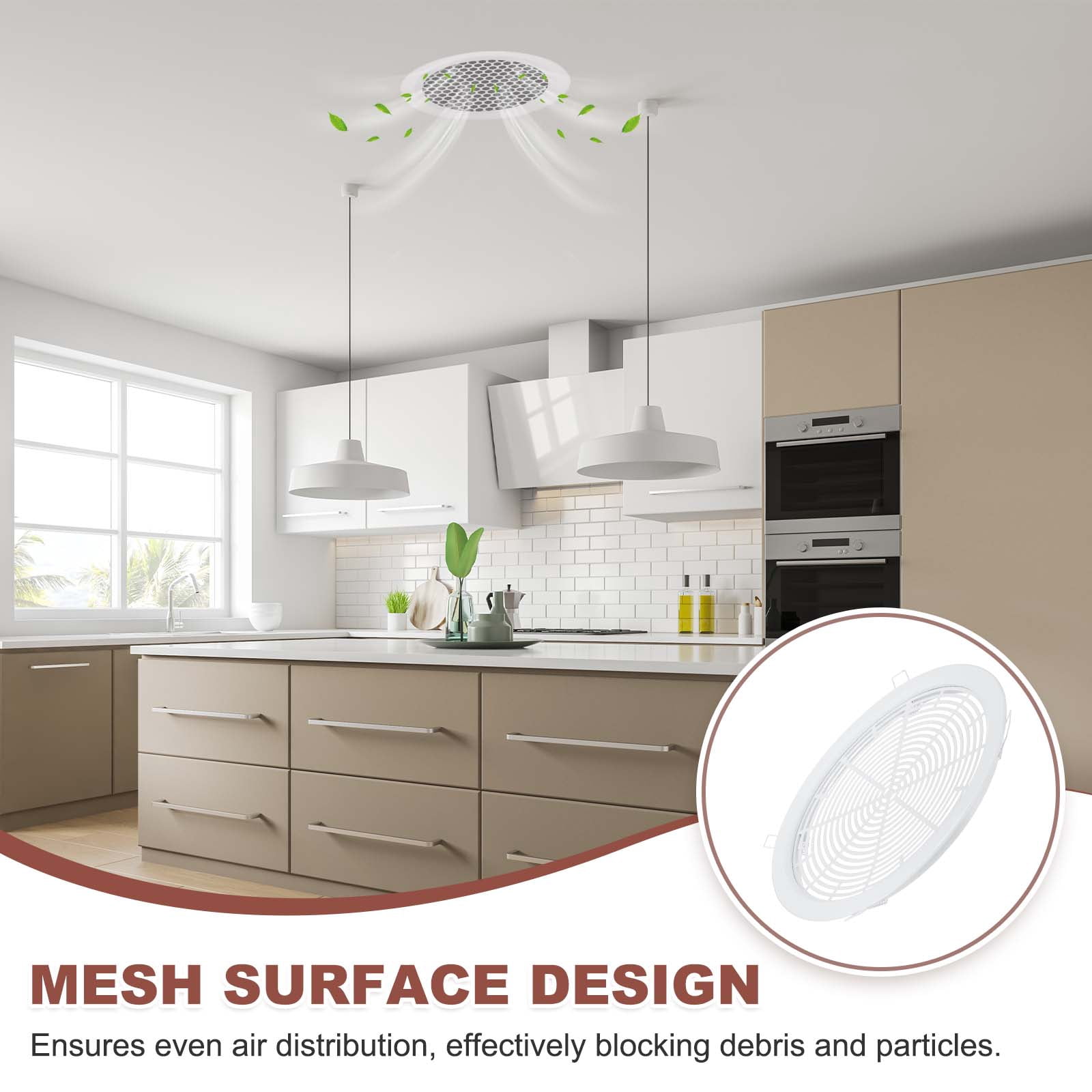 Uxcell Round Ceiling Vent Cover (230mm / 9" Duct Opening Size) - Aluminum Alloy Ceiling Air Grille Soffit Exhaust Vent Grille Cover for Bathroom Home Kitchen, White