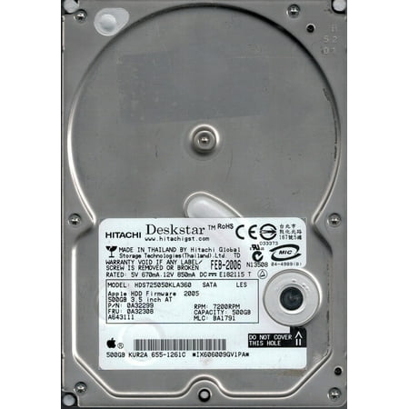 - HDS725050KLA360 P/N: 0A32299 MLC: BA1791 MAC 655-1261C Hitachi 500GB