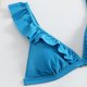 thumbnail image 5 of Traje de baño de 2 piezas para mujer, trajes de baño para mujer, bikinis sin espalda con tirantes y hebilla en la espalda de color liso para mujer, traje de baño de poliéster para mujer, 5 of 6