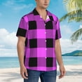 thumbnail image 5 of Haiem Purple Black Buffalo Plaid Printed Hawaiian Shirt for Men - Men’s Casual Beach Summer Shirts - Stretch Fabric with Modern Fit-3X-Large, 5 of 9