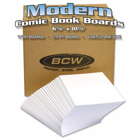 1 case of 1000 (Bulk) BCW Acid Free 6 5/8" x 10 1/2" Modern Comic White Backing Boards