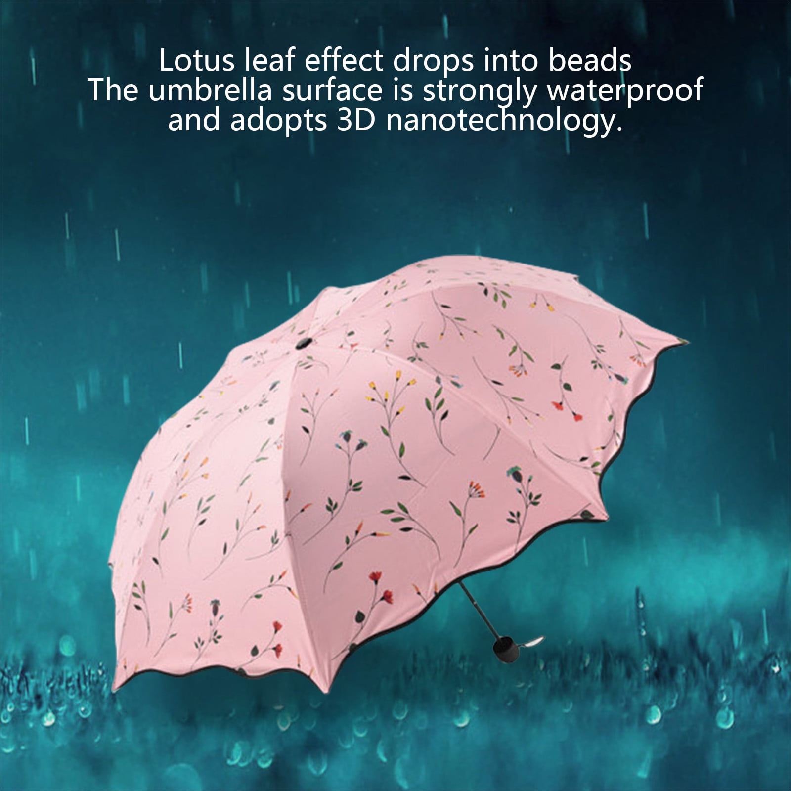 Yhmxh Foldable Umbrellas, 2 in 1 Sun Blocking and Rain Umbrellas, Windproof Umbrella Compact Folding Travel Umbrella, Light Portable Car Umbrella for Rain (Pink)