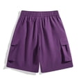 thumbnail image 6 of Fengqque Men's Cargo Shorts Elastic Waistband Drawstring Summer Relaxed Fit Work Shorts with Multiple Pockets Purple XS(XS), 6 of 6