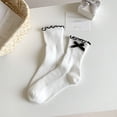 thumbnail image 2 of AWZXDE Women Bow Mary Jane Socks Cute Ruffle Edge Breathable Soft For Dress Cute Socks For Women Japanese, 2 of 3
