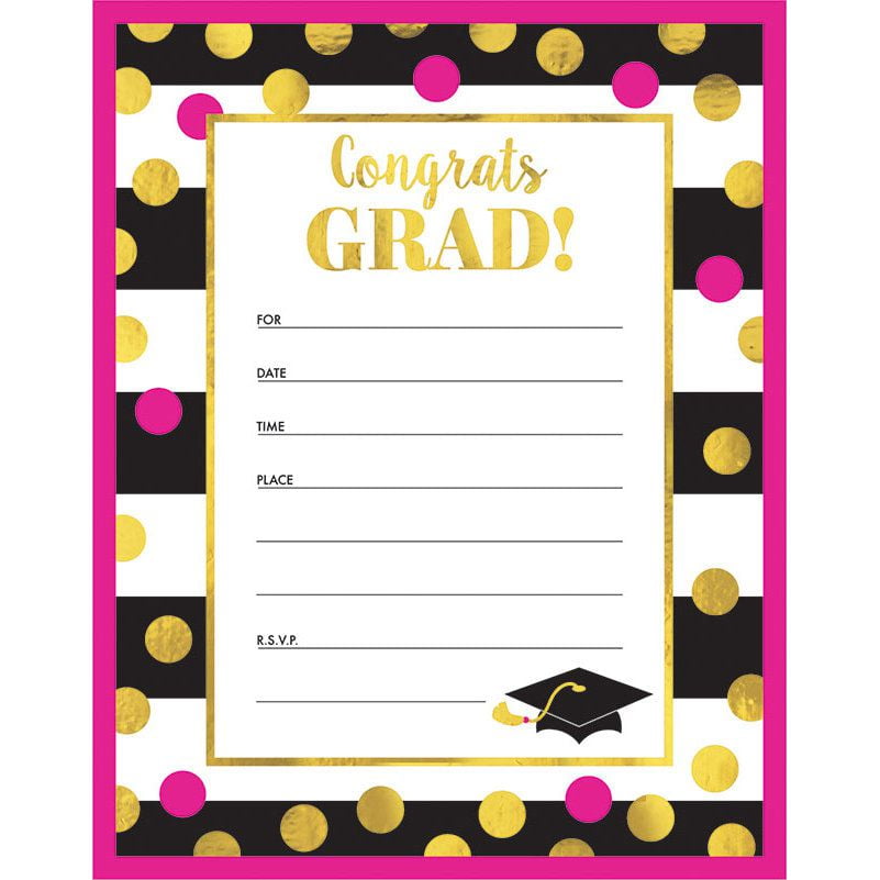 Graduation Gold Confetti Invitations (20 Count)