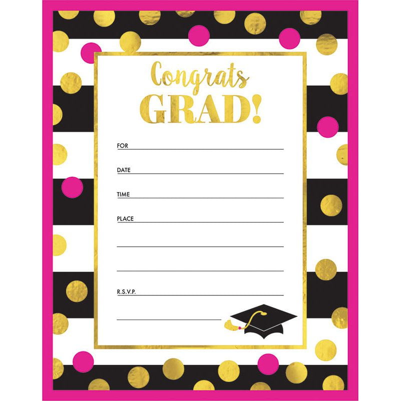 Graduation Gold Confetti Invitations (20 Count) - Walmart.com - Walmart.com