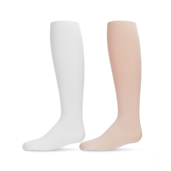 MeMoi Infant Girl's Microfiber Tights Solid Color 2-Pack (6-12, Pink-White)