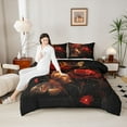 thumbnail image 4 of Castle Fairy Teens Red Flower Rose Twin Comforter Sets,Romantic Gold Butterfly Bedding Set, 4 of 8