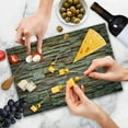 thumbnail image 4 of Marble Print Cutting Board, Urban Brick Slate Stone Wall Rocks Featured Facade Architecture Town Picture, Decorative Tempered Glass Cutting and Serving Board, Large Size, Multicolor, by Ambesonne, 4 of 5