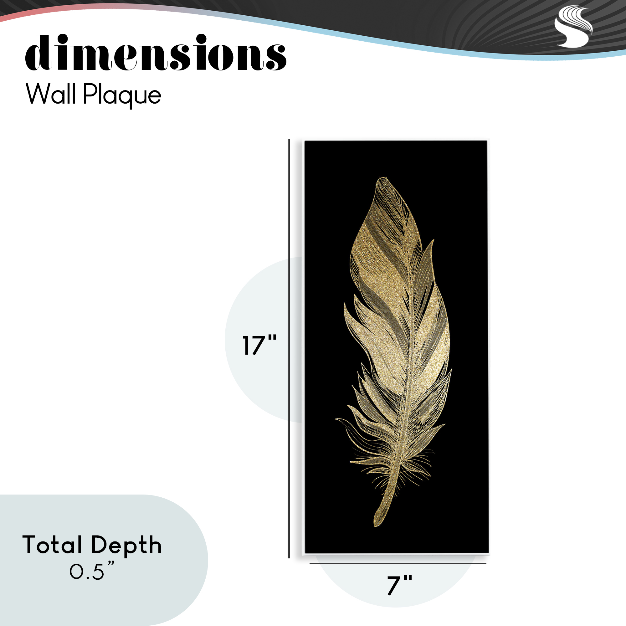Glam Lined Feather Wall Plaque Art, design by Kim Allen
