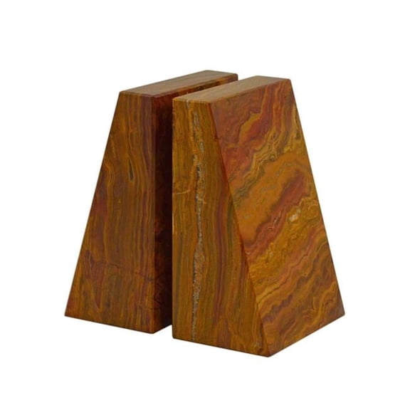 Marble Crafter BE20-SB Zeus Bookends, Saffron Brown Onyx