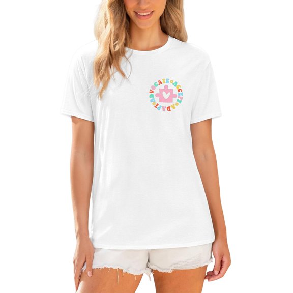 Telankuip Awareness Graphic T Shirts for Unisex Casual and Comfortable Casual Crewneck Short Sleeve Graphic Tee for Adult Support Lightweight Comfy Summer Workout T-Shirt Top White XS