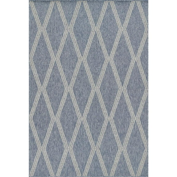 Momeni Hampton Geometric Blue Indoor Outdoor Rug 2' X 3'