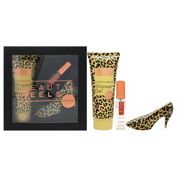 Beauty Heels Leopard Edition de Glamour and Heels para mujer - Set de regalo de 3 piezas en spray EDP de 1 oz, spray EDP de 0,51 oz, gel de ducha de 4 oz