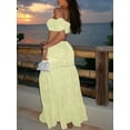thumbnail image 2 of Women’s Boho 2-Piece Beach Set – Off-Shoulder Crop Top & High-Waisted Flowing Maxi Skirt, Plus Size Summer Outfit, 2 of 5