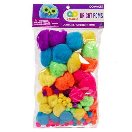 Go Create Assorted Bright Poms, 100 Piece