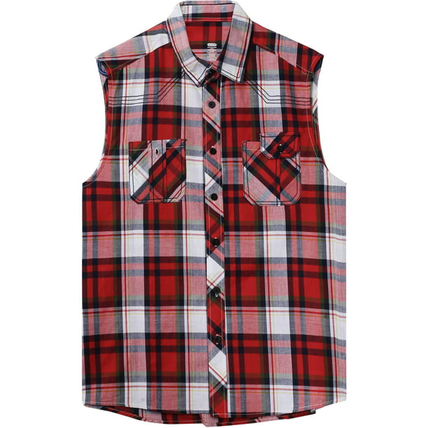 Hat and Beyond - Hat and Beyond Men's Plaid Flannel Pattern Sleeveless ...