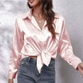 thumbnail image 5 of Homenesgenics Womens Tops under $5 Women Satin Long Sleeve Shirt Casual Office Work Blouse Tops Going Out Holiday T-Shirt Womens Tops 3/4 Sleeve, 5 of 5