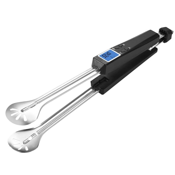 3-in-1 Grill Tongs with Meat Thermometer & Timer - 16" Extra Long Stainless Steel BBQ Tongs for Cooking, Grilling & Frying, Digital Instant Read Kitchen Tongs for Outdoor & Indoor Use