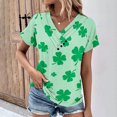 thumbnail image 1 of Fiudx Ropa de Mujer Top de Primavera/Verano de Manga Corta Informal con Cuello En V Estampado Del Día de San Patricio para Mujer, 1 of 5