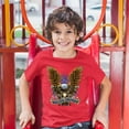 thumbnail image 3 of Tee Hunt Rolling Thunder Youth T-Shirt Biker Born to Be Wild Bald Eagle Outlaw Kids, Red, Large, 3 of 5