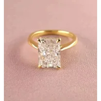2 Ct Radiant Cut Moissanite Engagement Ring 14k Yellow Gold Plated