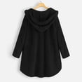 thumbnail image 4 of Baqcunre Women's Ladies Solid Long Sleeve Plus-Size Button-Hooded Plush Coat Women Clothing Fleece Jacket Women Winter Jackets for Women Coats for Women Black 6Xl, 4 of 5