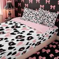 thumbnail image 3 of Erosebridal Trendy Leopard Heart Zipper Queen Comforter Set with Fitted Sheet and 2 Pillowcases,Bold Spotted Print Zipper Bedding Set,Pink Black White,4 Pieces,Pink Reversible, 3 of 6