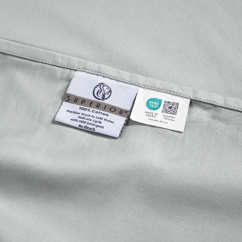 Superior Apus 100% Cotton 15" Deep Pocket Sheet Set, California King, Silver