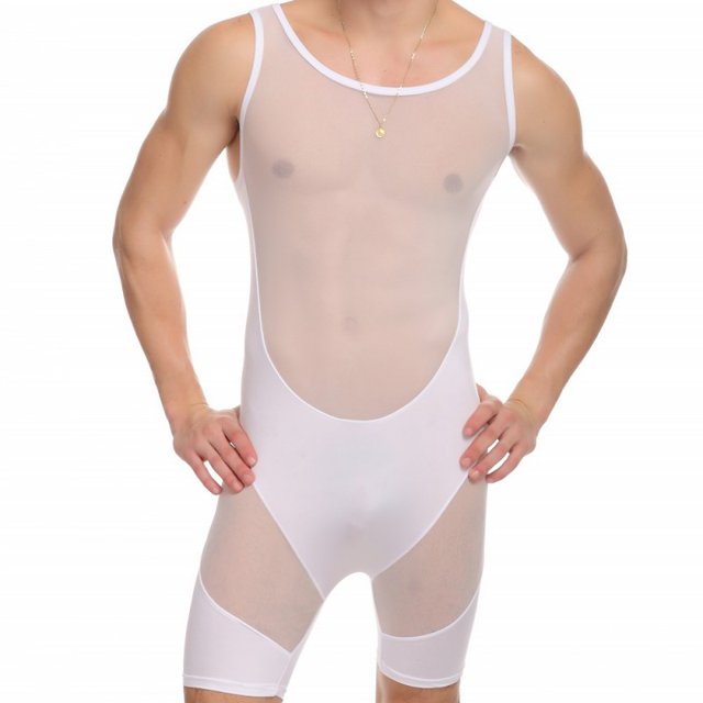 Ropa interior para hombre, chaleco moldeador, mono sexy, pijama moldeador de cuerpo de malla semitransparente para hombre