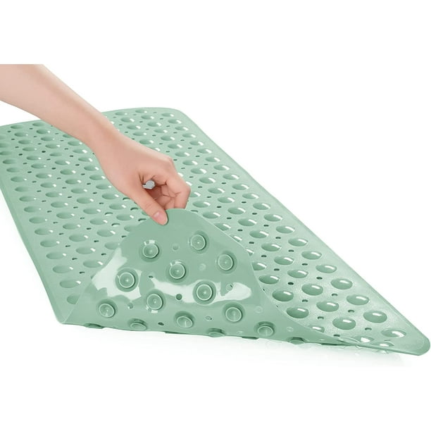 Mint Green Bathtub Mat Non Slip Bath Mat for Tub 40 x 16 Inches Shower Mat Non Slip with Suction Cups and Drain Holes Extra Large Bath Tub Mat