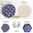 thumbnail image 4 of Yayeee 6 PCS Drink Coasters with Holder Set Woven Absorbent Round Tabletop Hot Pad, Blue Colorful Candies, 4 of 7