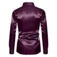 thumbnail image 6 of HomeDM Mens Satin Dress Shirts, Long Sleeve Button Down Shiny Shirts for Formal Casual Business Party Wedding, Purple, 6 of 6