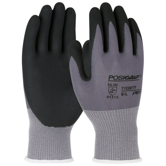 Protective Industrial Products Gloves Gray Posigrip Seamless Knit Nylon With Nitrile Medium 12 Pairs Of Gloves