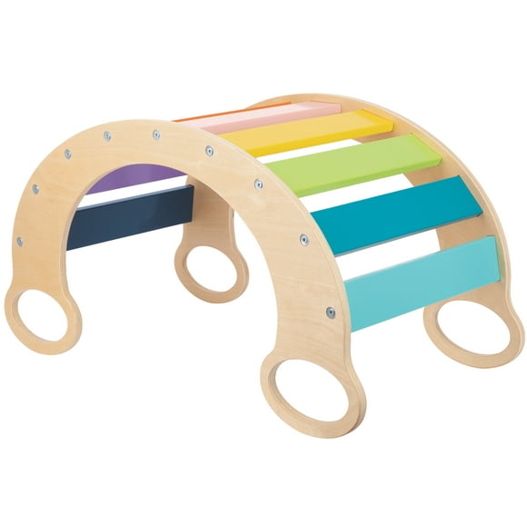 TOOKYLAND Wooden Climbing Arch Rocker - Rainbow Rocking Climber Frame; Montessori Climbing Toy for Toddlers 3 Year Old +