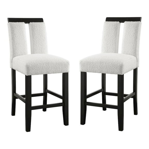 Furniture of America Prat Fabric Upholstered Counter Chairs in Black (Set of 2)