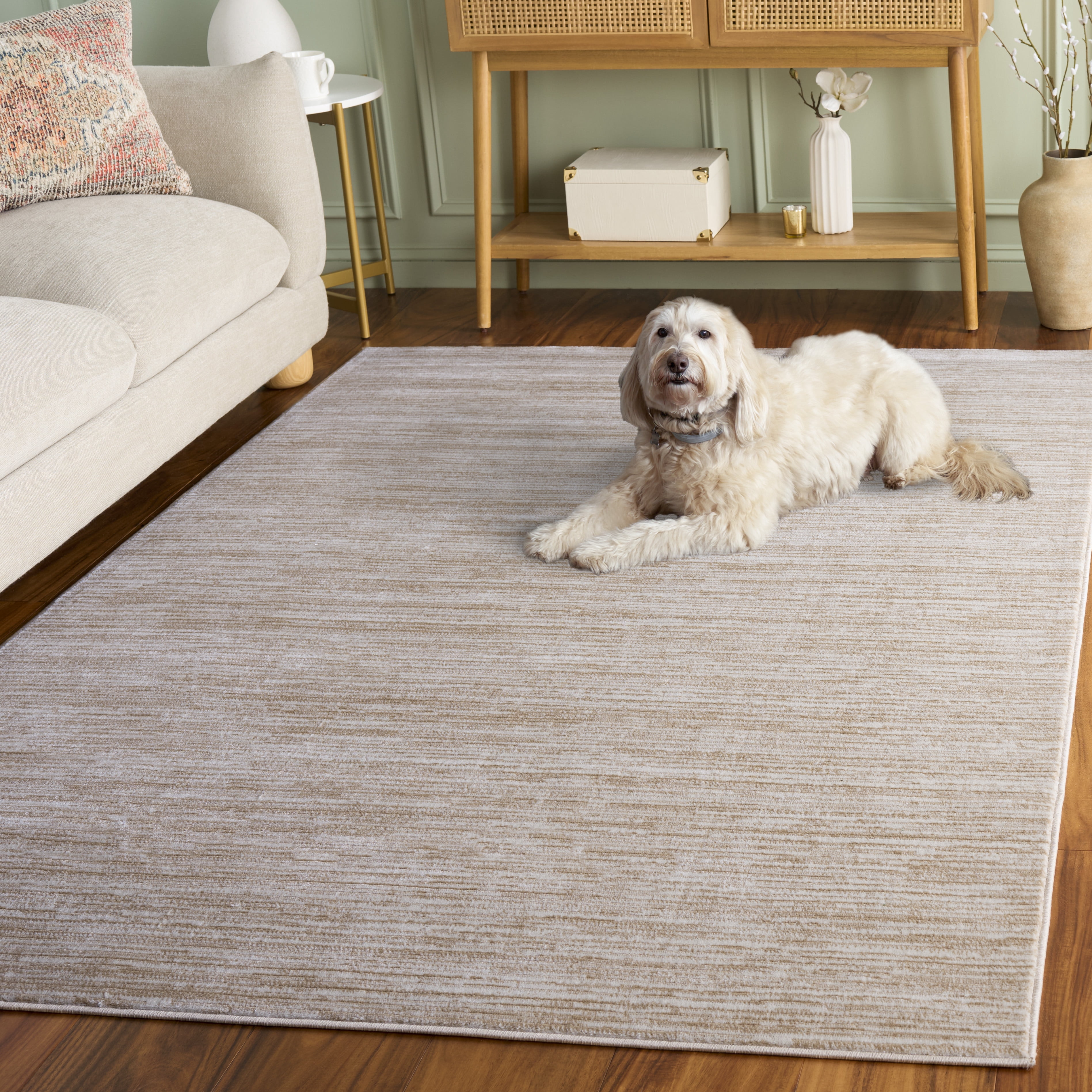 SAFAVIEH Vision Adrasteia Overdyed Solid Area Rug, Cream, 5'1" x 7'6" - Modern Design, Creme, Non-Shedding & Easy Cleaning, Ideal for Living Room, Bedroom, Dining Space