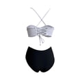 thumbnail image 4 of ZXLBBD Swimsuit for Women 2 Piece Swimwear Push Up Bikini Top with High Waist Bottoms Tummy Control Bathing Suit Casual Vacation Beachwear, 4 of 6