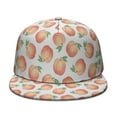 thumbnail image 2 of Peaches Trucker Hat - Juicy Vibrant Peach Pattern Flat Brim Snapback, Modern Fresh Aesthetic with Abstract Painting Details, 2 of 5