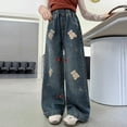 thumbnail image 5 of Girls' Jeans Cute Jeans Girls Straight Leg Wide Leg Denim Jeans High Waisted Girls Loose Pants Casual Girls Jeans Size 7-8 Years, 5 of 8