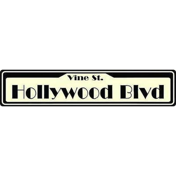 HOLLYWOOD BLVD METAL STREET SIGN 24" X 5" VINE ST CALIFORNIA MOVIE STARS LA TOWN