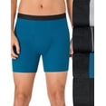 thumbnail image 6 of Hanes Ultimate Underwear Boxer Briefs Pack - 4-Pack - ComfortSoft Moisture-Wicking Cotton Black/Gray/Stripe/Teal L Men's, 6 of 8