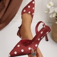thumbnail image 2 of Women Shoes Slingback Heeled Sandals for Women Wide Width Classic Polka Dot Satin Pointed Closed Toe Thin Stiletto High Heel Adjustable Buckle Dress Pumps Women Shoes Casual Dress Black Heels Summer, 2 of 10