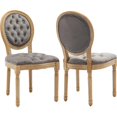 thumbnail image 6 of DONICK French Upholstered Dining Chairs,Farmhouse Round Back Tufted Solid Wood For Kitchen,Restaurant(Velvet,Gray,Set of 2), 6 of 9