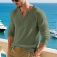 thumbnail image 7 of WTOBBY Men's Casual Long Sleeve Henley Shirt Three-Button Placket, Comfortable Solid Color, Fall and Winter T-Shirt for Daily Wear, Layering, and Relaxed Style,Light Green S, 7 of 7