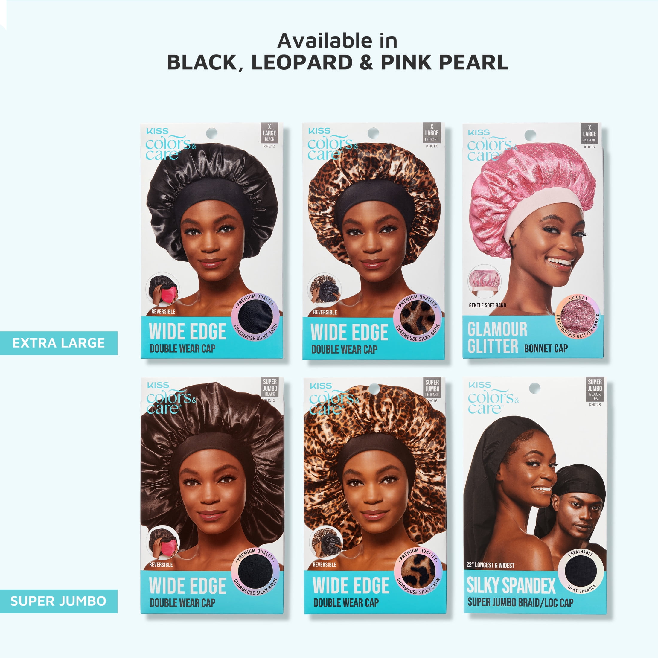 Kiss Colors & Care Silky Satin Reversible Hair Bonnet Cap, Wide