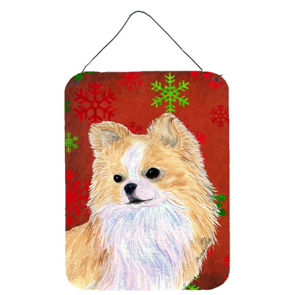 Carolines Treasures SS4680DS1216 Chihuahua Red and Green Snowflakes Holiday Christmas Wall or Door Hanging Prints