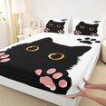 thumbnail image 4 of jejeloiu Cute Cat Paw Full Size Sheets Kids,Kawaii Animal Footprint Simple Black White Bed Sheets For Girls,4 Pieces, 4 of 6